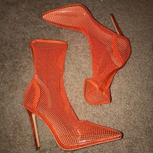 Women’s Orange Fishnet Stilettos